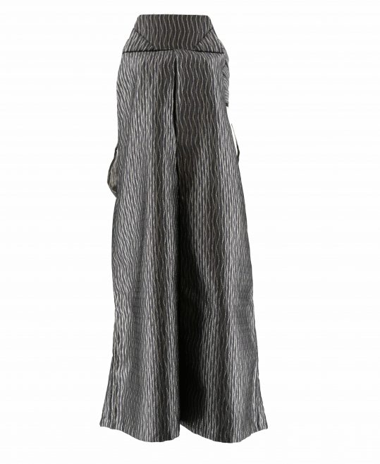 男性用袴単品レンタル(成人式・結婚式・卒業式)グレー紫・ラメストライプ[身長175cm]No.126